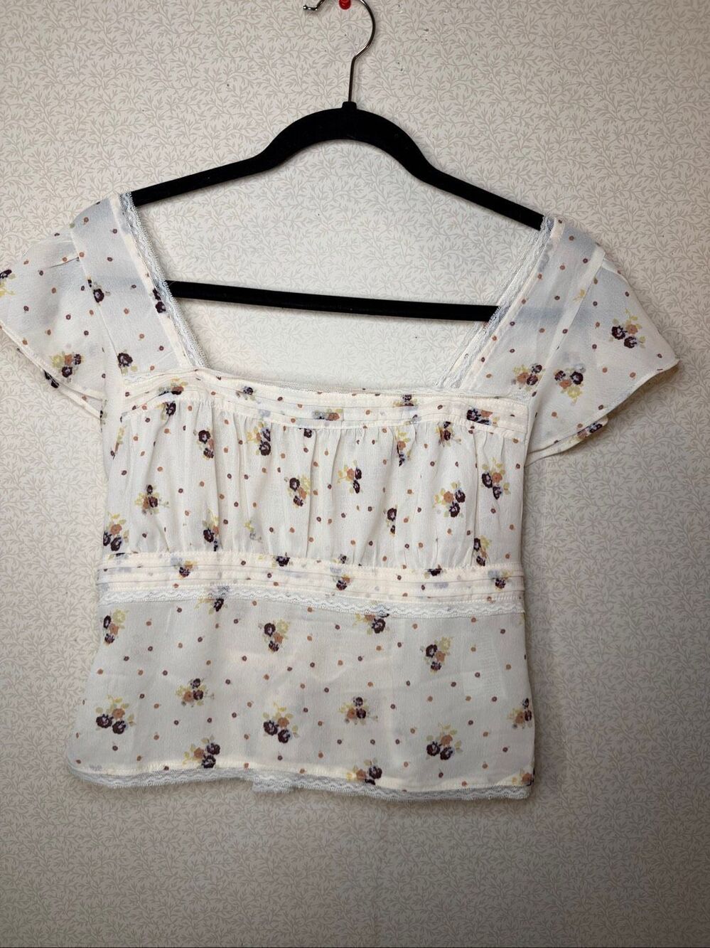 NWT Free People lace trim floral top